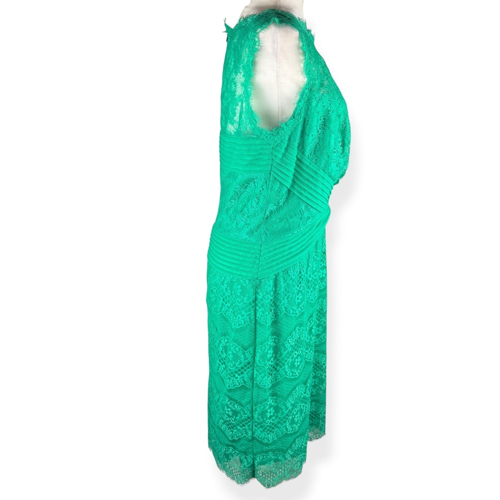 Tadashi Shoji Lace Sheath Dress Size 12 Emerald Green Cocktail Elegant Romantic - Picture 3 of 16